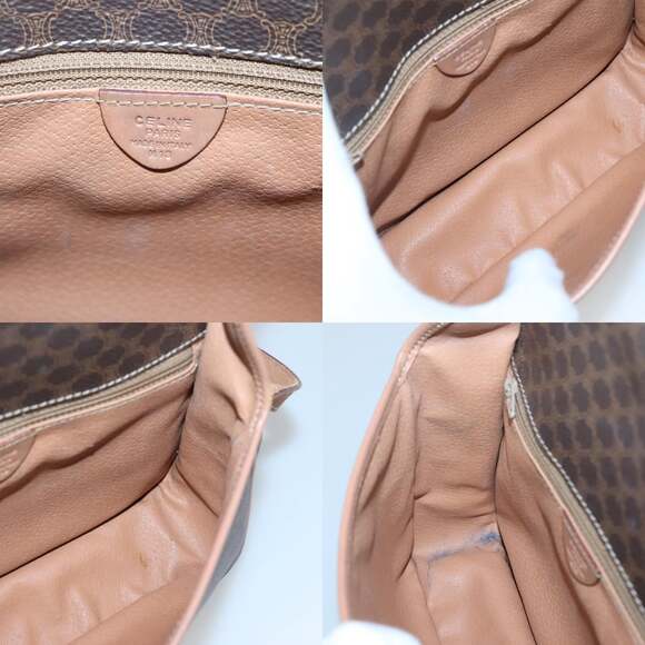 CELINE Macadam Canvas Shoulder Bag Pvc Leather Brown Gold - Picture 11 of 12